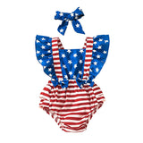 Baby Summer Festival Sleeveless Independence Day Striped Rompers