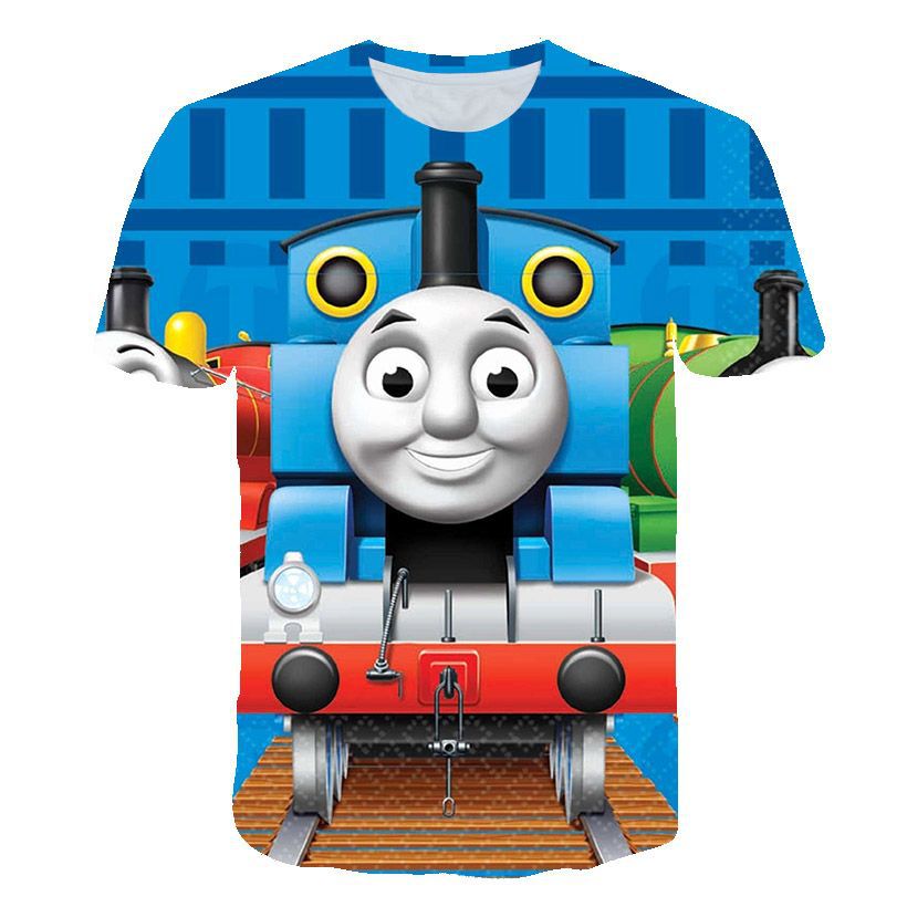 Kid Boy Comfortable Round Collar Thomas Train 3D Digital T-shirt