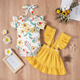 Baby Girl Summer Flower Print Condole 3 Pcs Sets