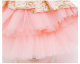 Kid Baby Girl Princess Train Cake Pompadour Ins Sleeveless Jacquard Dresses