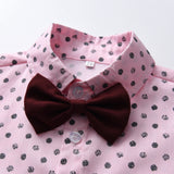 Kid Baby Boy Suit Pink Short Sleeve Suspenders Birthday 2 Pcs Sets