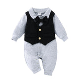 Baby Boy Gentleman Fashion Suit Long Sleeve Fake 2 Pcs Sets