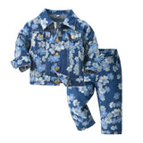 Kid Baby Boy Long-sleeved Jeans Fashionable Printed 2 Pcs Sets