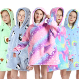 Kid Girl Cloak Blanket Lamb Fleece Solid Color Lazy Blanket Pajamas