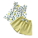 Summer Kid Baby Girl Suit Pure Color Shorts Casual 2 Pcs Sets