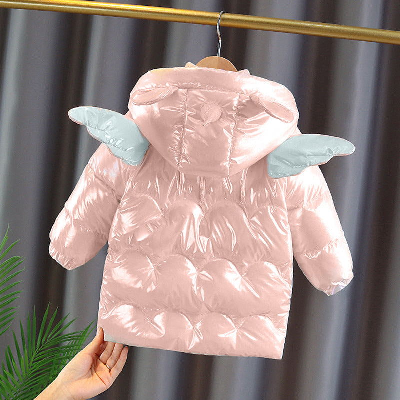1-7T Kid Baby Girls Padded Thick Long Winter Wing Down Jacket Coats