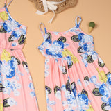 Family Matching Mother Daughter Flower Print Idyllic Dresses