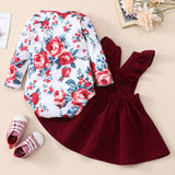 Spring Baby Girl Floral Print Little Lady Valentine's Day 2 Pcs Sets