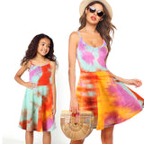 Family Matching Mother-daughter Tie Dye Holiday Beach Dresses