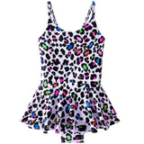 Kid Girls Leopard Print One-piece Bathing Beach Swimsuit