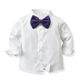 Kid Boy Suit Solid Color Cotton Flower 2 Pcs Sets