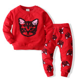 Kid Boy Girl Suit Frosted Cat Harlan 2 Pcs Sets Pajamas