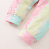 Baby Girl Suit Tie-dye Hooded Long Sleeve 2 Pcs Set
