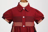 Kid Girl Summer Turned Short Sleeve Plaid Casual Dresses