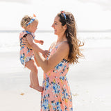 Family Matching Mother Daughter Flower Print Idyllic Dresses