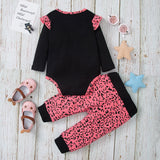 Baby Girl Suit Pink Leopard Print 2 Pcs Sets