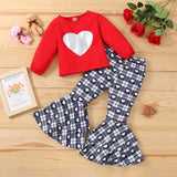 Toddler Baby Girl  Valentine's Day Red Heart 2 Pcs Sets