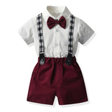 Kid Baby Boy Suit Short Sleeve Multi-color Strap Summer 2 Pcs Sets