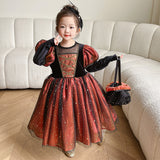 Kids Girls Witches Frozen Halloween Vintage Princess Evening Dresses