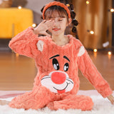Kid Boy Girl Autumn Winter Jacquard Velvet Cute Cartoon Pajamas