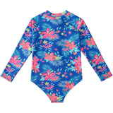 Kid Girls Middle Sunscreen Swimsuit Long-sleeved One-piece Swimwear