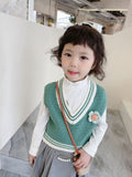 Kid Baby Girl Sweater Flower V-neck Vest