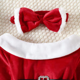 Kid Baby Girl Red Solid Color Christmas Dresses