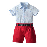 Kid Baby Boy Suit SummerGentleman Short Sleeve Casual 3 Pcs Sets