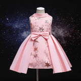 Kid Girl Fashion Lapel Stars Sequin Princess Dresses