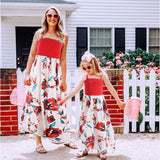 Family Matching Mother Daughter Strap Elasticated Beach Swing Dresses