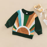 Autumn Kids Baby Girls Sweatshirt Sun Print Long Sleeve Sweaters Tops