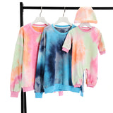 Family Matching Fashion Tie-Dye Father Son Mother Daughter Long-Sleeved Shirts Tops