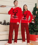 Family Matching Letter Plaid Fawn Christmas Parent-child Loungewear Pajamas