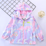 Kid Girls Thin Coat Spring Storm Cartoon Windbreaker Jackets