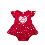 Baby Girl Valentine's Day Love Red Gauze Climbing Rompers