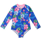 Kid Girls Middle Sunscreen Swimsuit Long-sleeved One-piece Swimwear