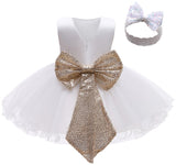 Kid Baby Girl Glitter Solid Color Gauze Princess Dresses