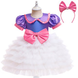 Kid Baby Girls Snow White Cake Lace Bow Pompadour Dresses