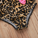 Baby Girl Rose Yellow Bow Leopard Print Swimsuit