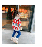 Kid Baby Girls Christmas Thickened High Collar Pullover Sweater