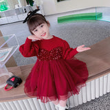 Kid Baby Girls Sequin Princess Autumn Dress