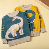 Kid Baby Boy Neutral Knit  Dinosaur Round Neck Sweater