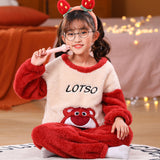 Kid Girl Autumn Winter Coral Velvet Cute Cartoon Sweet Pajamas