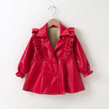 Kid Baby Girl Spring Autumn Leather Fashionable Long Coats