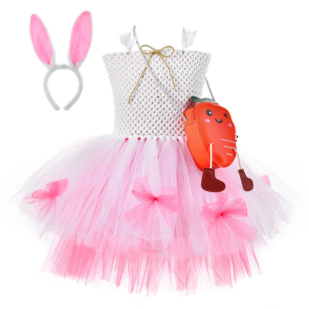 Kid Easter Girl Dress Bunny Cartoon Animal Tutu Suit 2 Pcs Sets