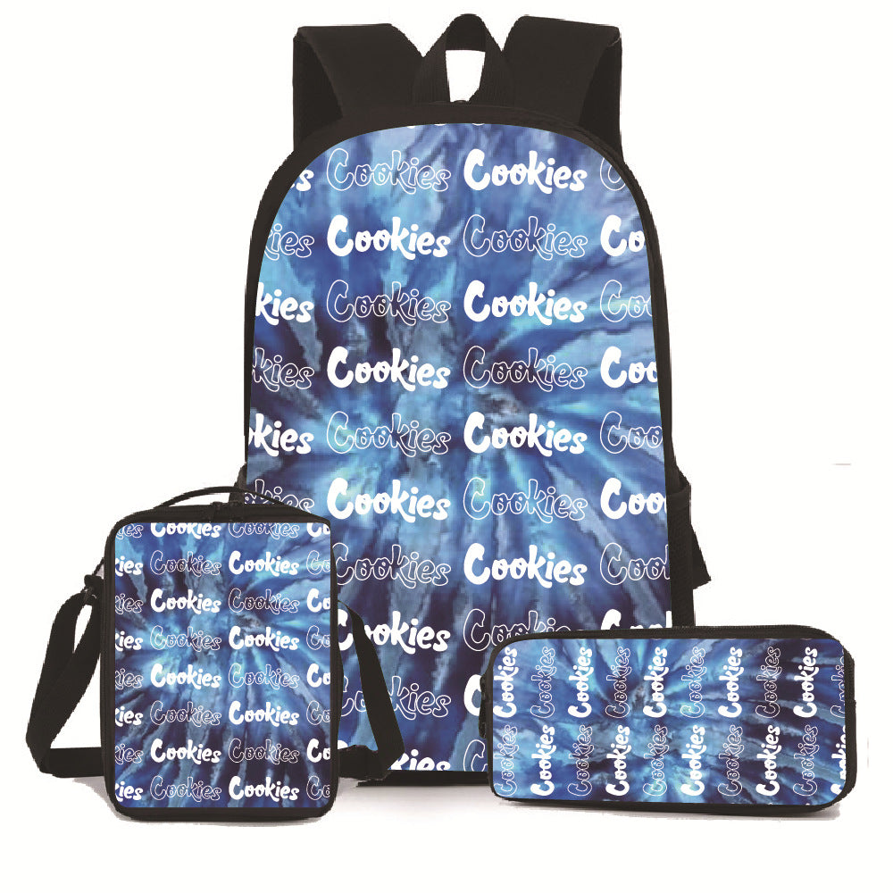 Digital Printing Tie Dying Backpack Schoolbag Satchel Pen Bags 3 Pcs Set