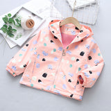 Kid Baby Girl Jacket Cartoon Cute Print Zipper Velvet Coats