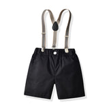 Kid Baby Boy Suit Leaf Short Sleeve Strap Summer Beach 4 Pcs Sets