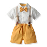 Kid Baby Boy Suit Short Sleeve Multi-color Strap Summer 2 Pcs Sets