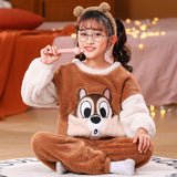 Kid Girl Autumn Winter Coral Velvet Cute Cartoon Sweet Pajamas